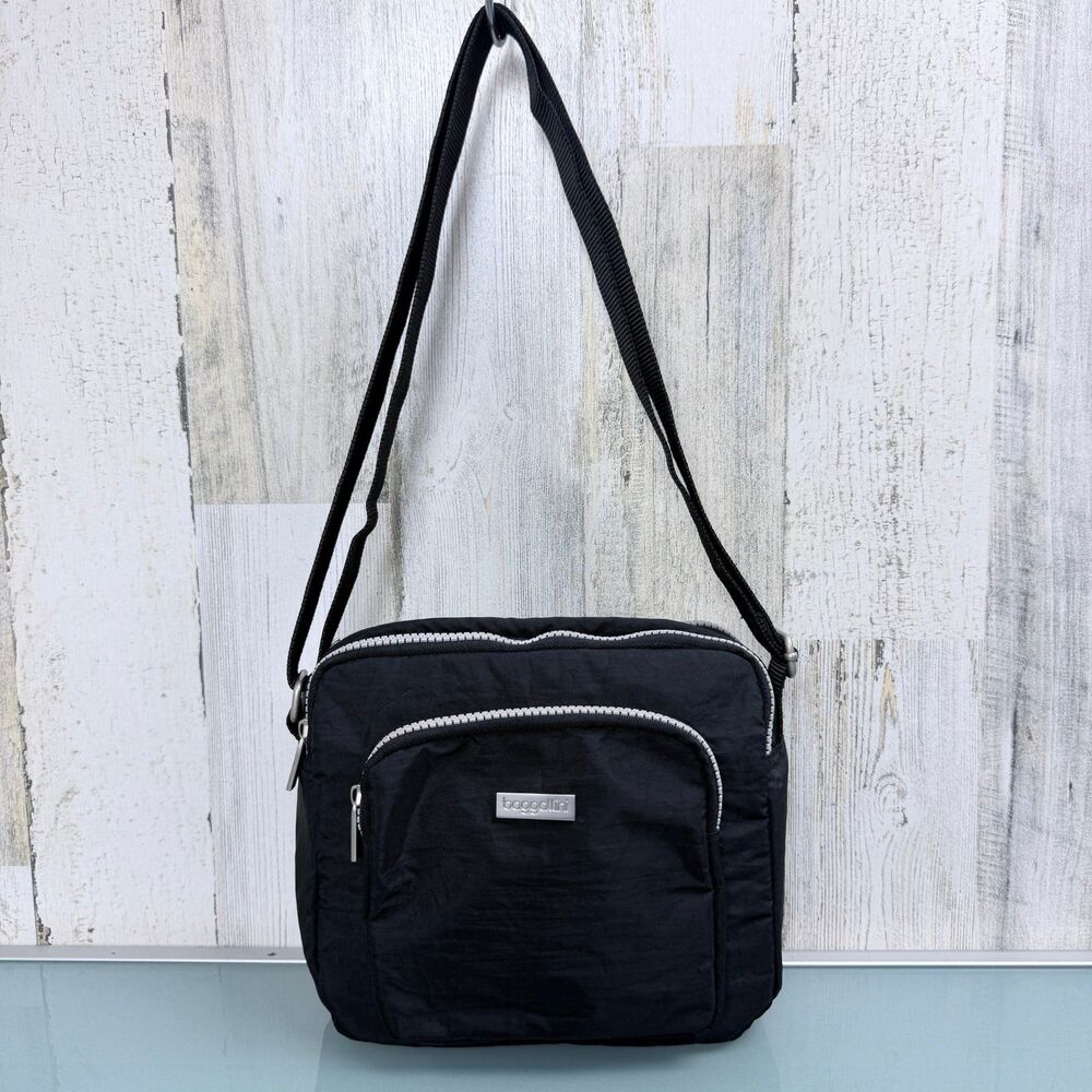Baggallini Black Nylon Medium Crossbody Bag